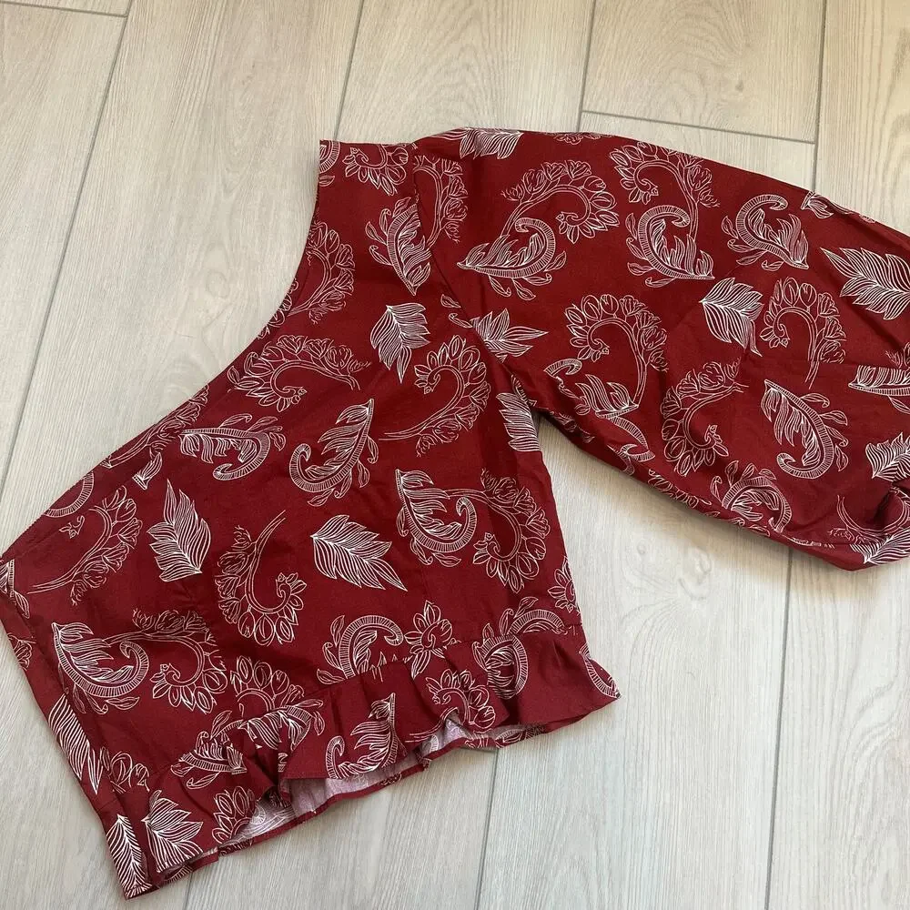 Anthropologie Mare Mare Teresita two-piece poplin one shoulder top culottes XS